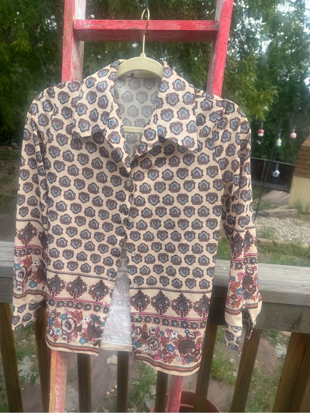 Vintage Funky Patterned Button-Down